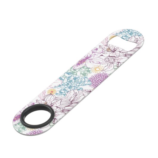 Levendig patroon met kleurrijke bloemen speed flessenopener (Achterkant Gekanteld)