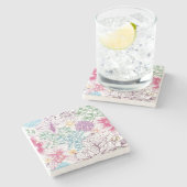 Levendig patroon met kleurrijke bloemen stenen onderzetter (Zijkant)