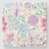 Levendig patroon met kleurrijke bloemen stenen onderzetter (Voorkant)
