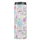 Levendig patroon met kleurrijke bloemen thermosbeker (Achterkant)