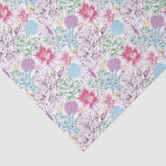 Levendig patroon met kleurrijke bloemen tissuepapier (Detail)