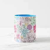 Levendig patroon met kleurrijke bloemen tweekleurige koffiemok (Center)