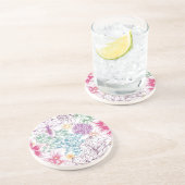 Levendig patroon met kleurrijke bloemen zandsteen onderzetter (Zijkant)