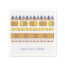 Levendig Patroon Uncle's Keuken Blauwe Symbolen