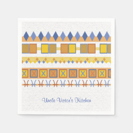 Levendig Patroon Uncle's Keuken Blauwe Symbolen Servet