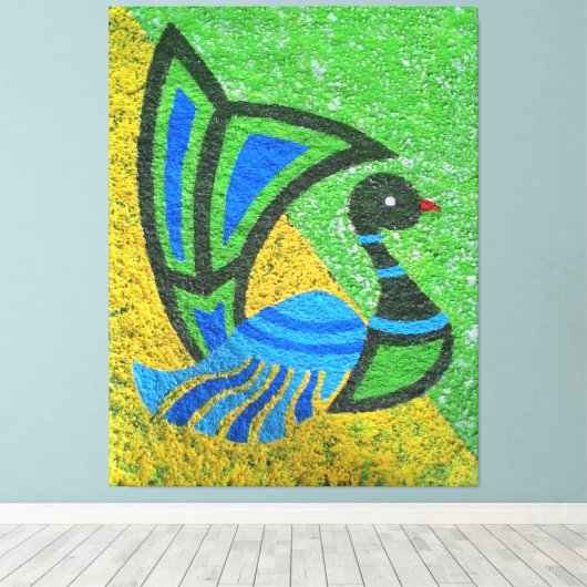 Levendig pauw schilderij canvas afdruk (Insitu (Houten vloer))