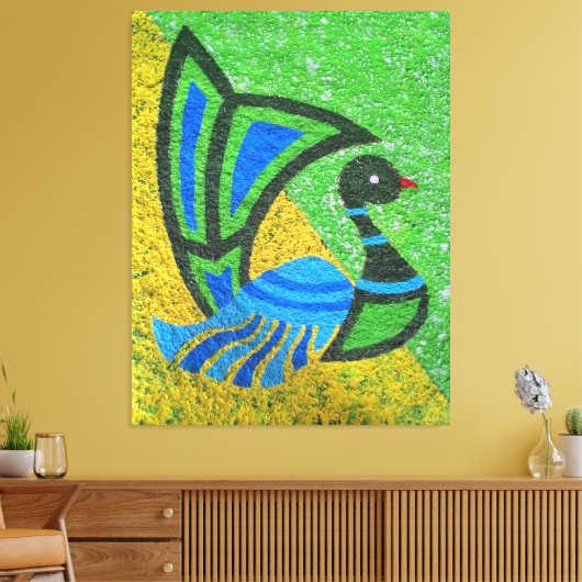 Levendig pauw schilderij canvas afdruk (Insitu (Woonkamer))