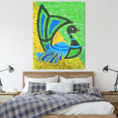 Levendig pauw schilderij canvas afdruk (Insitu (Slaapkamer))