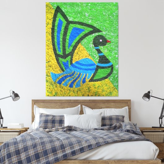 Levendig pauw schilderij canvas afdruk (Insitu (Slaapkamer))