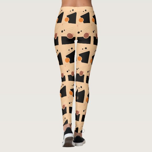 Levendig perzik Abstract patroon Leggings (Achterkant)
