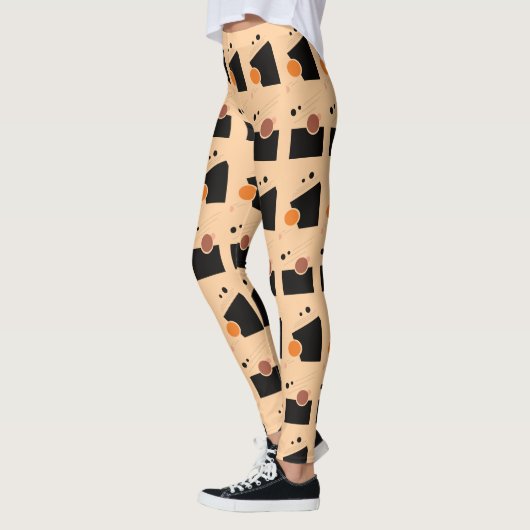Levendig perzik Abstract patroon Leggings (Links)