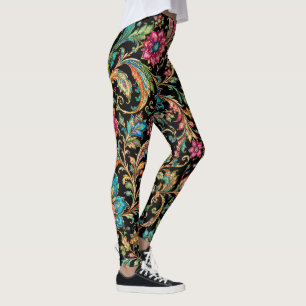 Levendig Perzisch Paisley Bloem Boheem Patroon Leggings
