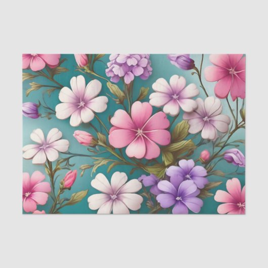 Levendig Phlox bloemenelegant patroon Tissuepapier (Voorkant)