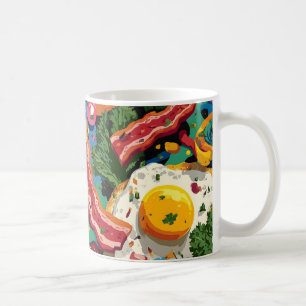 Levendig Pop Art Abstract Patroon van Eieren en Ba Koffiemok