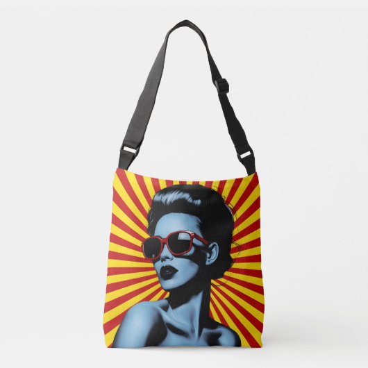 Levendig Pop Art Vrouw Portret Crossbody Tas (Voorkant)