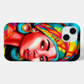 Levendig portret met kleurrijke headwrap Case-Mate iPhone case (Achterkant (horizontaal))