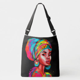 Levendig portret met kleurrijke headwrap crossbody tas