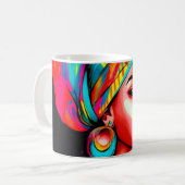 Levendig portret met kleurrijke headwrap koffiemok (Voorkant links)