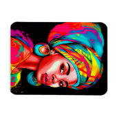 Levendig portret met kleurrijke headwrap magneet (Horizontaal)