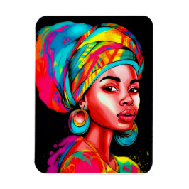 Levendig portret met kleurrijke headwrap magneet