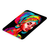 Levendig portret met kleurrijke headwrap magneet (Linkerzijde)