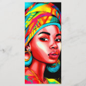 Levendig portret met kleurrijke headwrap menu (Achterkant)