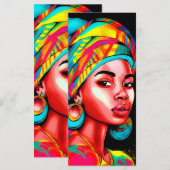 Levendig portret met kleurrijke headwrap menu (Voorkant / Achterkant)