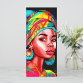Levendig portret met kleurrijke headwrap menu (Staand voorkant)