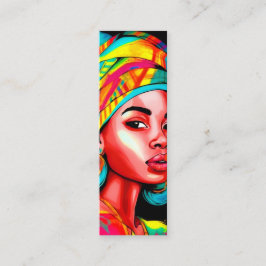 Levendig portret met kleurrijke headwrap mini visitekaartje