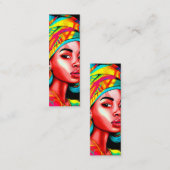 Levendig portret met kleurrijke headwrap mini visitekaartje (Voorkant / Achterkant)