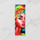 Levendig portret met kleurrijke headwrap mini visitekaartje (Achterkant)
