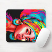 Levendig portret met kleurrijke headwrap muismat (Met muis)