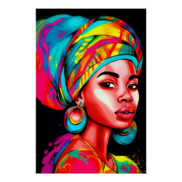 Levendig portret met kleurrijke headwrap perfect poster