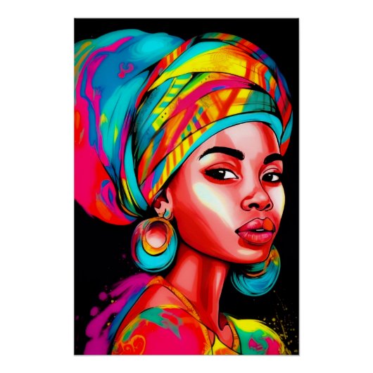 Levendig portret met kleurrijke headwrap perfect poster (Voorkant)