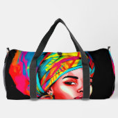 Levendig portret met kleurrijke headwrap plunjezak (Achterkant)