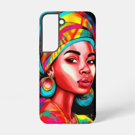 Levendig portret met kleurrijke headwrap samsung galaxy hoesje