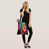 Levendig portret met kleurrijke headwrap tote bag (Op model)