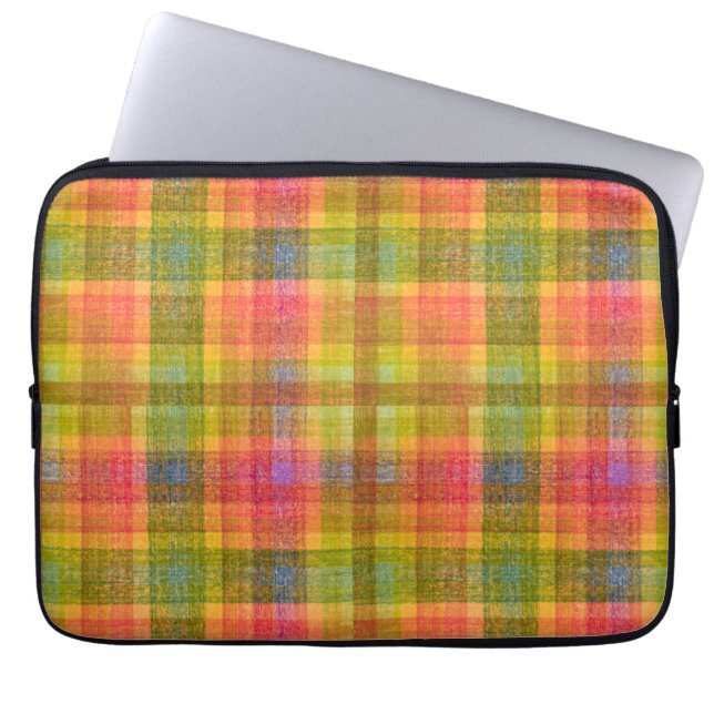Levendig potlood kleur geruite patroon laptop sleeve (Voorkant)