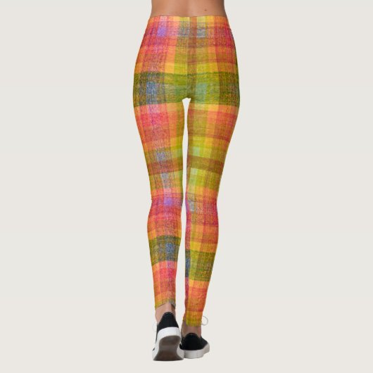 Levendig potlood kleur geruite patroon leggings (Achterkant)