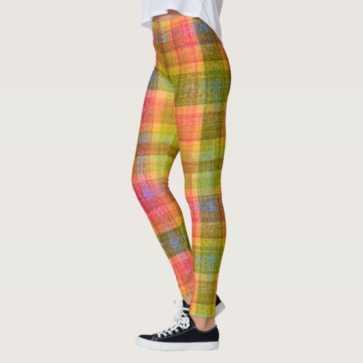 Levendig potlood kleur geruite patroon leggings (Links)