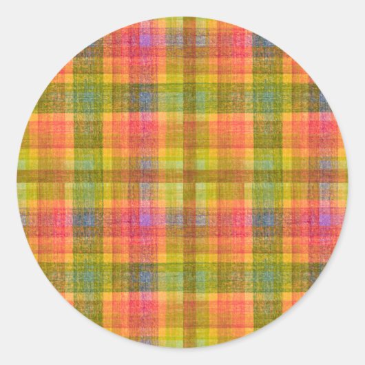 Levendig potlood kleur geruite patroon ronde sticker (Voorkant)