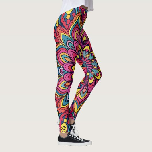 Levendig psychedelisch patroon leggings (Rechts)
