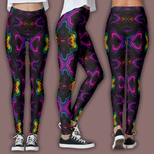 Levendig Psychedelisch Patroon   Neon Kaleidoscoop Leggings