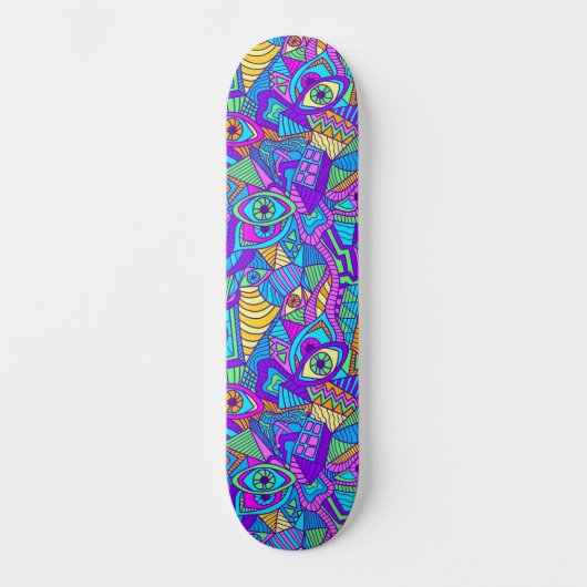 Levendig psychedelisch patroon persoonlijk skateboard (Voorkant)