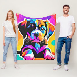 Levendig Puppy kunstwerk Fleece Deken