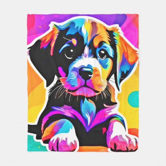 Levendig Puppy kunstwerk Fleece Deken (Voorkant)