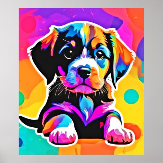Levendig Puppy kunstwerk Poster (Voorkant)