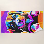 Levendig Puppy kunstwerk Strandlaken (Voorkant)