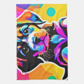 Levendig Puppy kunstwerk Theedoek (Verticaal)