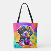 Levendig Puppy kunstwerk Tote Bag (Achterkant)